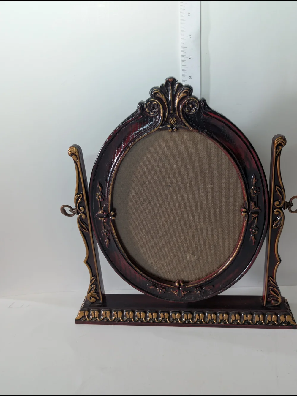 Ornate Oval Table Photo Frame in Dark Mahogany  and Gold Vintage Victorian style